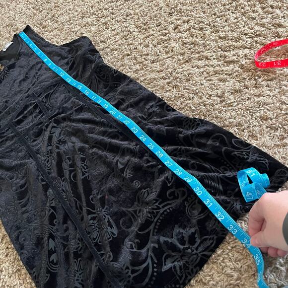 Free People Dress Women’s Size Large Black Velour Burn Out Babe Mini Sheath - Picture 5 of 7